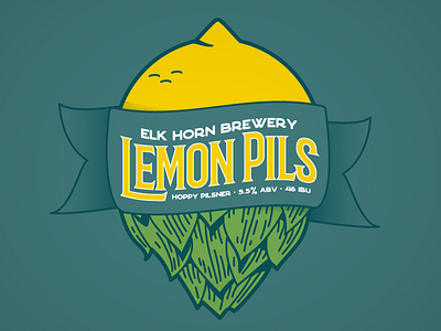 Lemon Pils beer brewery craft beer hops label lemon logo ribbon victorian