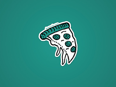 Pizza Sticker illustration pepperoni pizza sticker sticker design teal