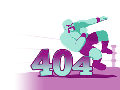 Elbow Drop – 404 Page 404 elbow drop error illustration photoshop purple ring teal wrestler wrestling wwe