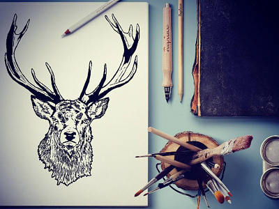 Dear Deer art doodle nature notebook sketch