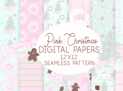 pink christmas seamless pattern pack design illustration