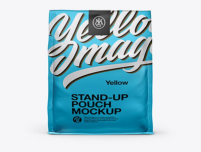 Stand Up Matte Metallic Pouch Mockup - Front View HQ 3d branding design graphic design illustration logo