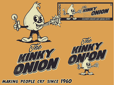 The Kinky Onion 40s mascot onion pizza restaurant retro