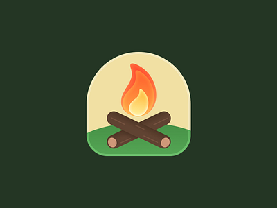 Campfire Badge badge camp campfire camping fire icon illustration ios ios app logo