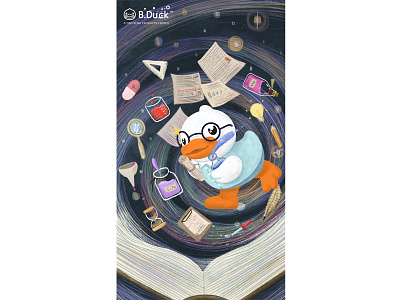 Scientist art book cartoon cute design dream duck illustration little yellow duck scientist star stupid