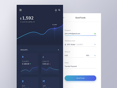Crypto Wallet app crypto cryptocurrency design exchange ico mobile payment ui wallet