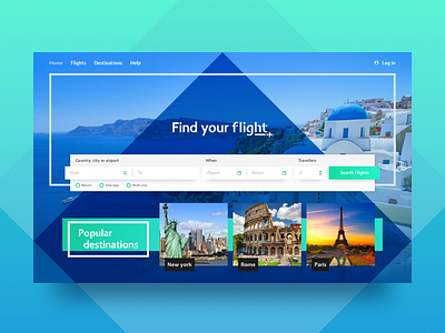 Travel tickets landing page