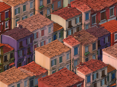 Low Poly San Remo Italian City 3d art artwork building cinema 4d cinema4d city design game game dev grass house illustration isometric italy ivy low poly lowpoly san remo windows