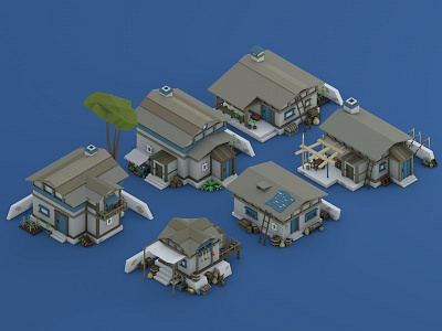 Low Poly Pirate Houses 3dmodel asset cinema4d gamedesign house low poly lowpoly pack pirate