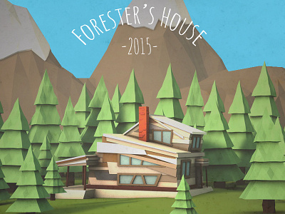 Forester's House 3d art cabin cinema4d forest house hut illustration low poly lowpoly mountains woods