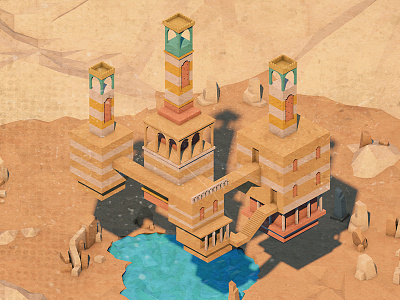 Desert Blocks 3d c4d castle cinema4d desert illustration isometrci low poly lowpoly modeling