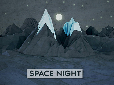 Space Night 3d illustration landscape low poly lowpoly night space