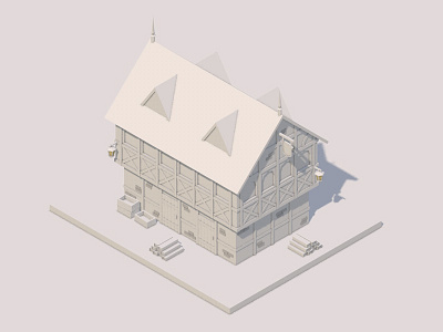 House #3 3d art cinema4d grayscale house isometric low poly lowpoly medieval middle age rome