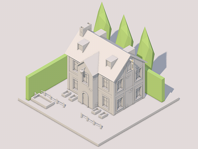 House #4 3d art cinema4d grayscale house isometric low poly lowpoly medieval middle age rome