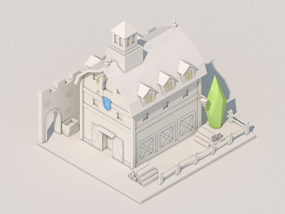 House #5 3d art cinema4d grayscale house isometric low poly lowpoly medieval middle age rome