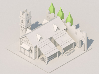 House #6 3d art cinema4d grayscale house isometric low poly lowpoly medieval middle age rome