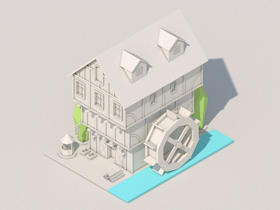 House #7 3d art cinema4d grayscale house isometric low poly lowpoly medieval middle age rome