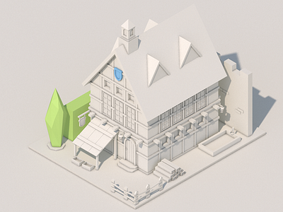 House #8 3d art cinema4d grayscale house isometric low poly lowpoly medieval middle age rome