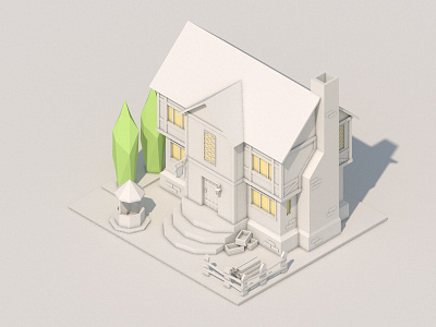 House #10 3d art cinema4d grayscale house isometric low poly lowpoly medieval middle age rome