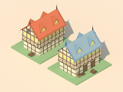 Color Test 3d art cinema4d grayscale house isometric low poly lowpoly medieval middle age rome