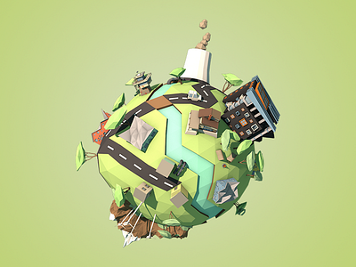 Low Poly Earth 3d art asset camp cinema4d city eart low poly lowpoly model
