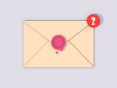 2x Dribble Invites artist c4d dribbble illustration invite letter low poly lowpoly mail notification. invitation wax