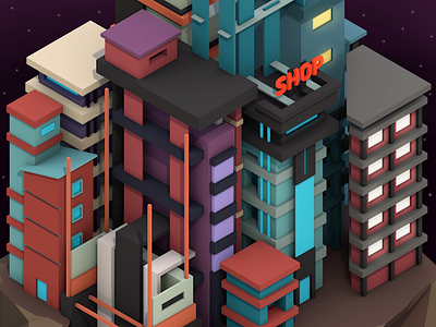 Space City art city digital art future game game dev illustration isometric low poly lowpoly sci fi space