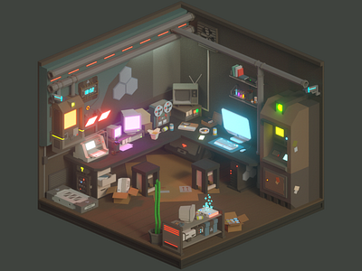 Cyberpunk: Lost & Never Found 3d art atm cinema 4d cinema4d computer cyberpunk design digital art future illustration instagram isometric low poly lowpoly octane polygonal room sci fi sony