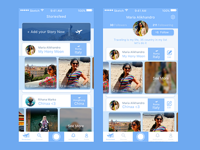 Traveling App ( Newsfeed - Profile)