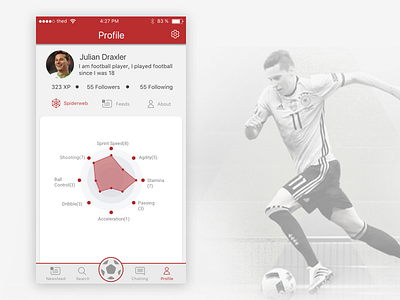 Spiderweb Profile Project follower following football germany profile red soccer spiderweb ui ux