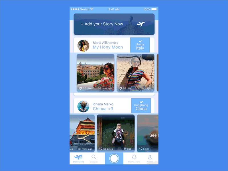 Travel App prototyping stage