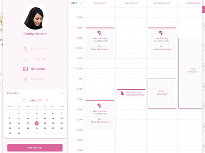 Hair Dresser Scheduler arabic calendar dashboard hair dresser sidemenu website