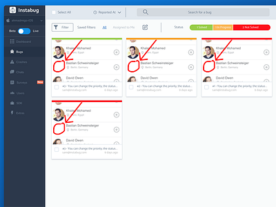 Instabug Dashboard Redesign blue bugs dashboard instabug progress bar ui web