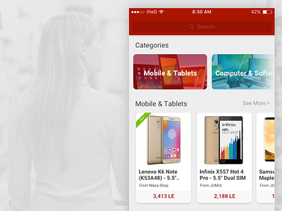 Shopping App Home categories dashboard ios market red search shopping ui ux