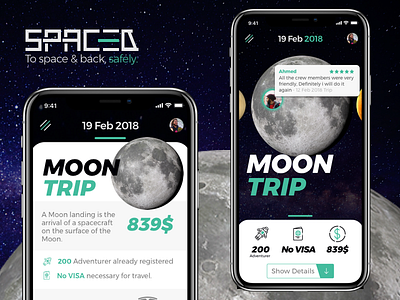 SPACED App concept #SPACEDchallenge adventure animation black dark flight flinto mars moon planet space ticket trip