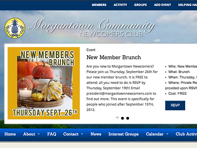 Morgantown Community Newcomers Club buddypress foundation 4 membership site wordpress