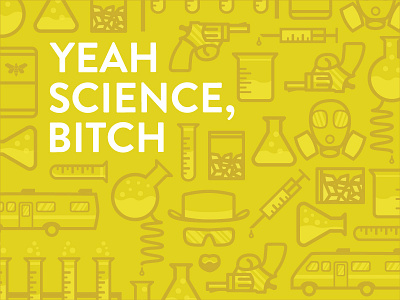 Yeah Science, Bitch beakers breaking bad gun icon illustration line icons mask rv