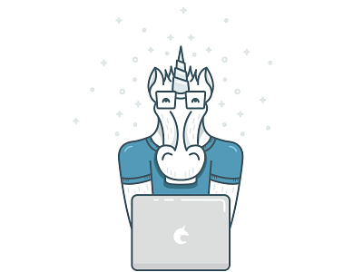 Meet Bruce computer glasses horn illustration macbook magic unicasts unicorn