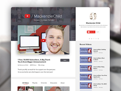 Daily Design 001 - YouTube Channel Redesign Concept daily design dailyui landing page ui youtube