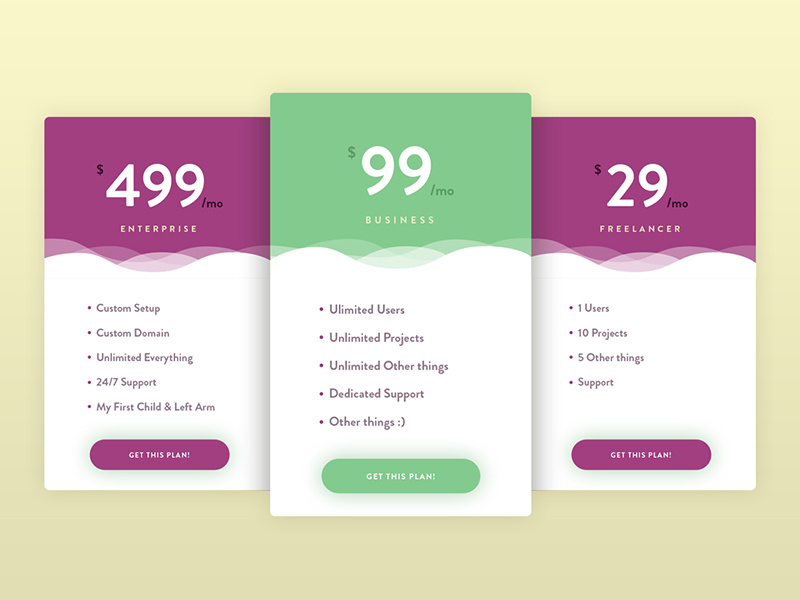 Daily Design 007 - Pricing Table ui pricing table dailyui daily design