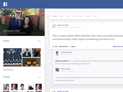 Daily Design 015 - Facebook Profile Page daily design daily ui facebook facebook redesign ui ux