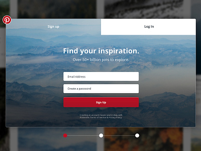 Daily Design 019 - Pinterest Signup Form daily design daily ui overlay pinterest redesign redesign ui ux