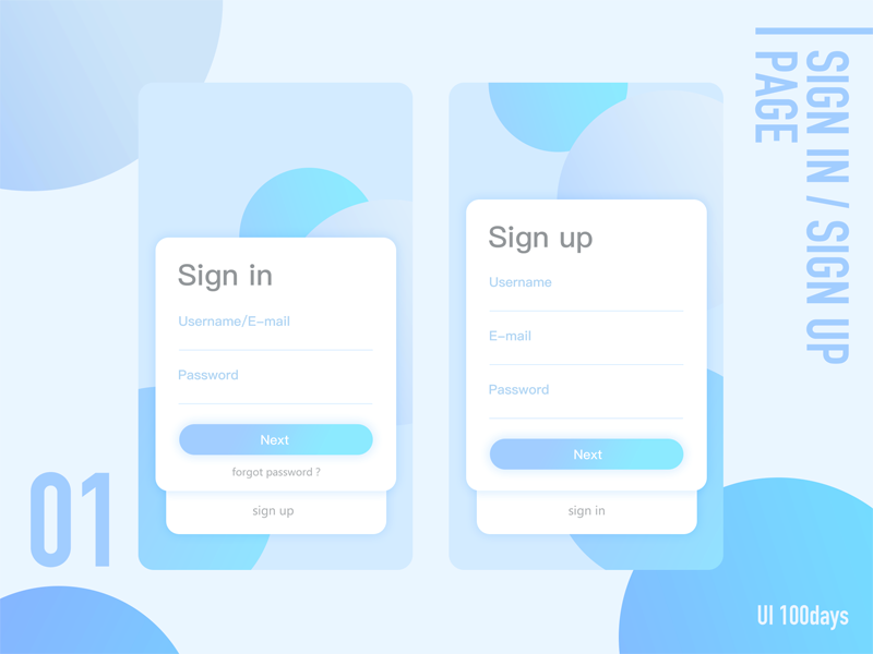 Sign in/sign up page by yckaka on Dribbble