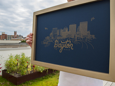 Dayton Skyline Poster city dayton gem gold illustration letterpress line ohio