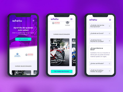 Whetu website mobile view branding course responsive design ui ux ux ui web design