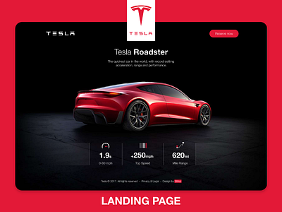 Tesla ROADSTER Landind Page