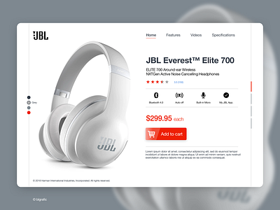 JBL Elite 700 audio design dribbble interface jbl landing page product shot skech ui ux web