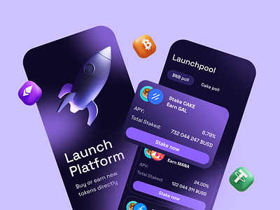 Launch platform 3d app app design application crypto design graphic design launch trade ui ux