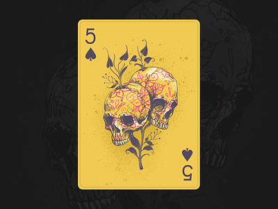 5 of Spades card colorful culture day of the dead deck print skulls spades texture