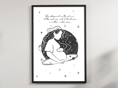Pregnancy Print baby black and white cosmic illustration mom mother motherhood pregnancy pregnant print procreate quote space texture wall print woman